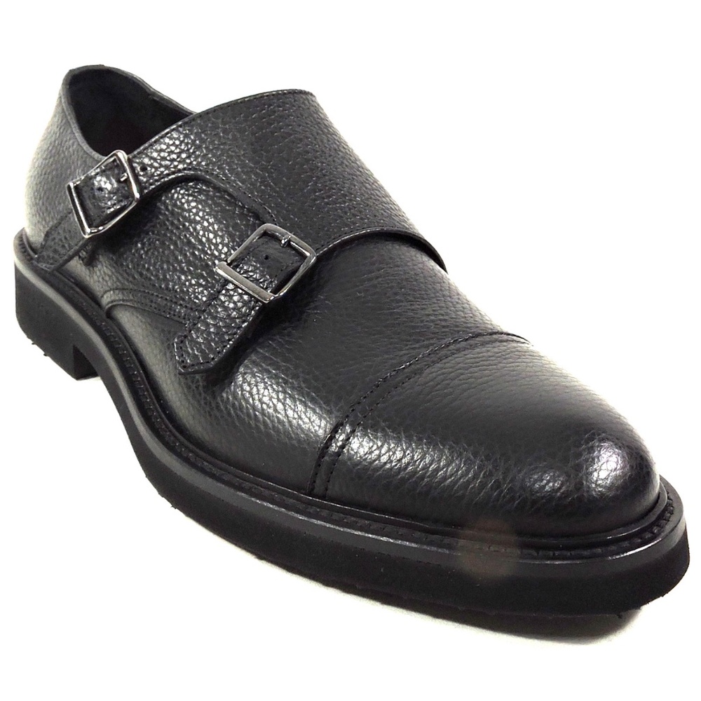 CASADEI 🇮🇹 MEN'S BLACK SOFT LEATHER COMFORT EXTRA LIGHT MONK LOAFERS - Picture 3 of 8